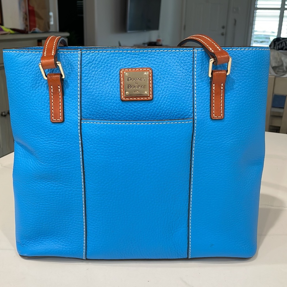 Dooney & Bourke Blue Leather Tote Bag
